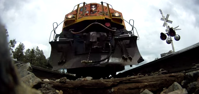 GoPro Camera Sits Unscathed As A Train Speeds By Just Above It. Amazing Footage!